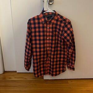 Gap button down. Youth XXL. Orange and blue checkered. 100% cotton.